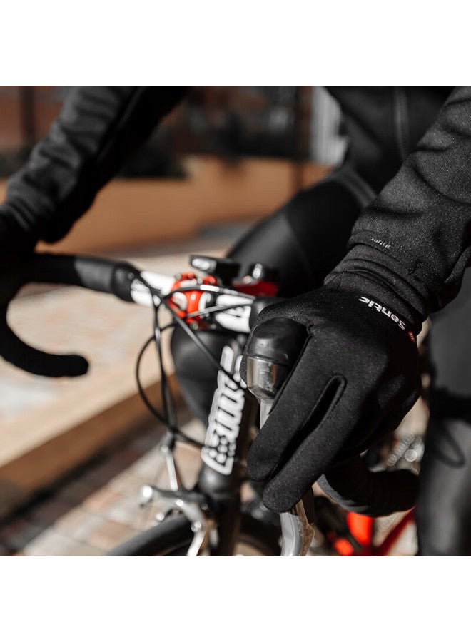 Sendik ike Uni High-elastic Fleece Long-finger Cycling Gloves For Autumn And Winter Black XL - Image 3