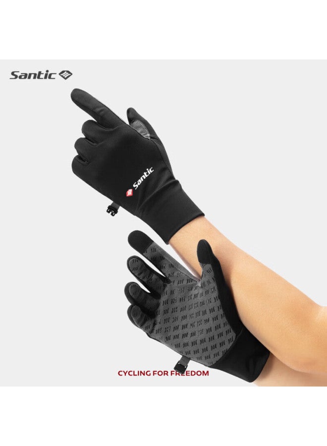 Sendik ike Uni High-elastic Fleece Long-finger Cycling Gloves For Autumn And Winter Black XL - Image 1