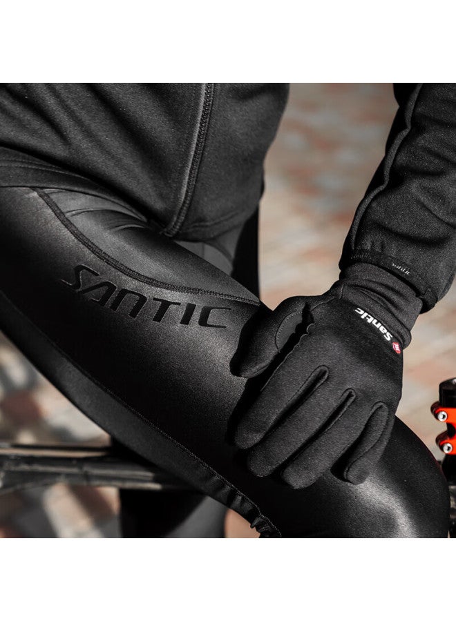 Sendik ike Uni High-elastic Fleece Long-finger Cycling Gloves For Autumn And Winter Black XL - Image 2