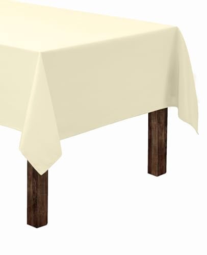 Gee Di Moda Rectangle Tablecloth  60 x 102 Inch  Ivory Rectangular Table Cloth for 6 Foot Table in Washable Polyester  Great for Buffet Table Parties Holiday Dinner Wedding  More