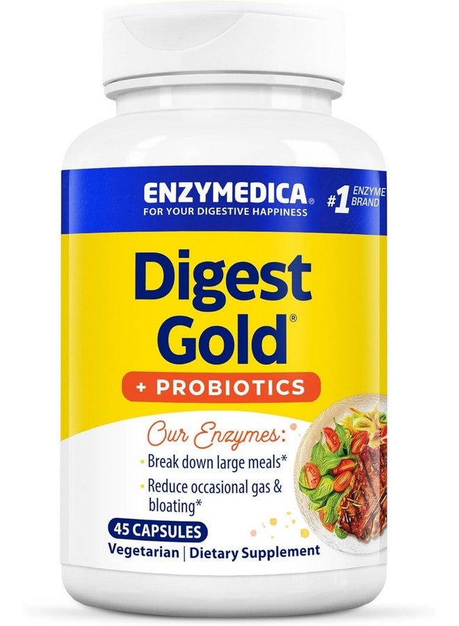 إنزيميديكا دايجست جولد + بروبيوتيك، تركيبة 2 في 1 لصحة الأمعاء، إنزيمات هضمية و1.5 مليار من مزارع البروبيوتيك النشطة، 45 قطعة - Image 1