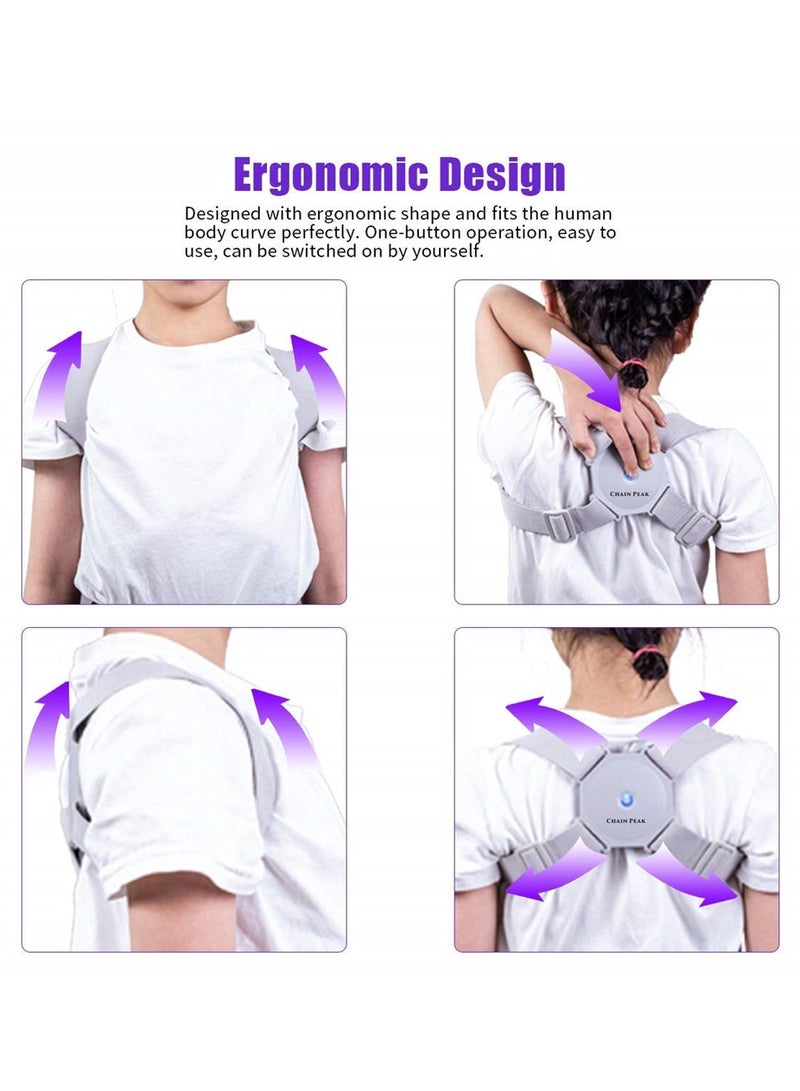 Smart Posture Corrector for Adults & Kids, Intelligent Sensor Reminder, Vibrating Brace for Better Posture, Comfortable & Breathable Design (Grey) - Image 4