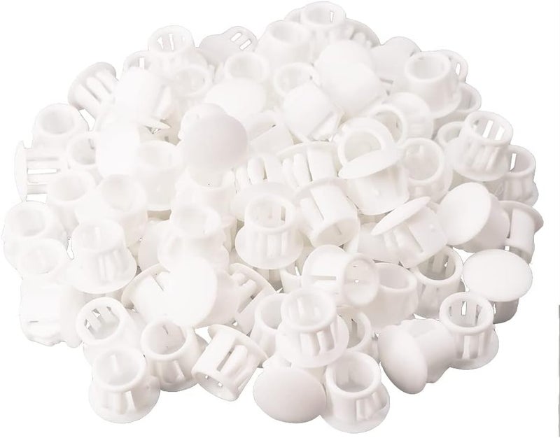 Alamic Hole Plugs 3/8" Plastic Flush Type Hole Plugs Snap in Locking Hole Tube Screw Caps Drilling Cover Plugs Fastener Covers for Kitchen Cabinet Furniture White 100 Pack - Image 1