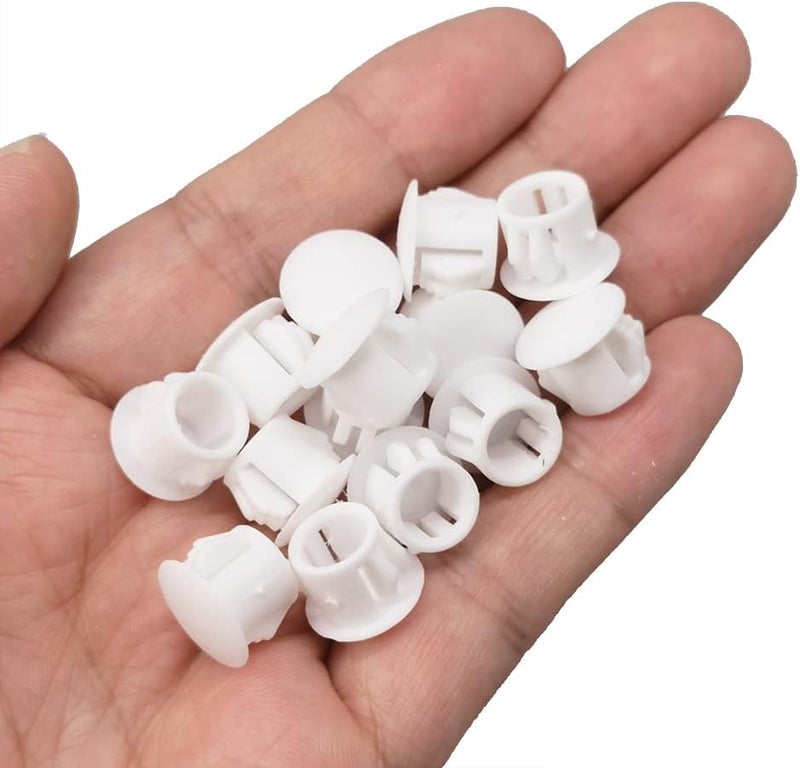 Alamic Hole Plugs 3/8" Plastic Flush Type Hole Plugs Snap in Locking Hole Tube Screw Caps Drilling Cover Plugs Fastener Covers for Kitchen Cabinet Furniture White 100 Pack - Image 4