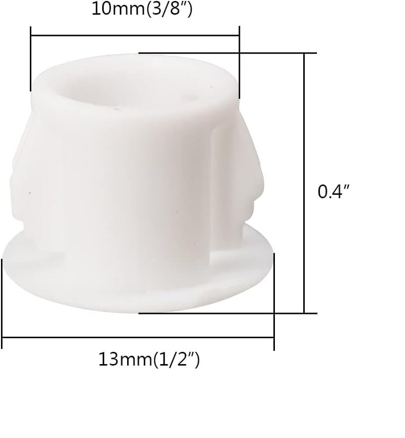 Alamic Hole Plugs 3/8" Plastic Flush Type Hole Plugs Snap in Locking Hole Tube Screw Caps Drilling Cover Plugs Fastener Covers for Kitchen Cabinet Furniture White 100 Pack - Image 2