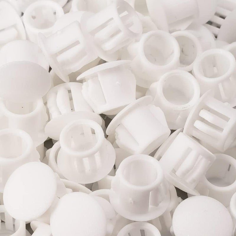 Alamic Hole Plugs 3/8" Plastic Flush Type Hole Plugs Snap in Locking Hole Tube Screw Caps Drilling Cover Plugs Fastener Covers for Kitchen Cabinet Furniture White 100 Pack - Image 5