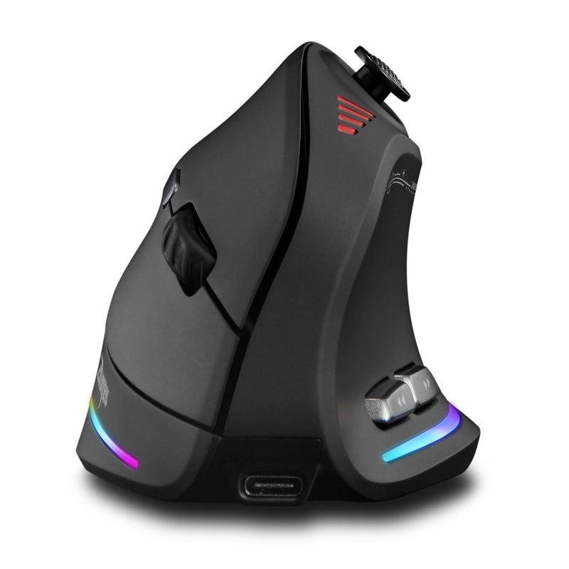 TKMARS Wireless Ergonomic Vertical Gaming Mouse with Joystick, Bluetooth & 2.4G, 12 Programmable Buttons, Adjustable 24000 DPI, Rechargeable RGB Computer Mouse for PC, MacBook & Laptops - Image 1