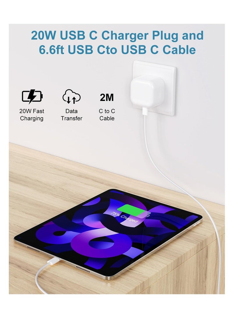 General 2 Pack 20W USB C Fast Charger with 2m Cable, UK Wall Plug Adapters and Durable Nylon Braided Type C to C Charging Cable for iPhone 15 Plus Pro Max, iPad Pro Ari Mini, Samsung Galaxy S23 S22 S21,Huawei  - Image 2
