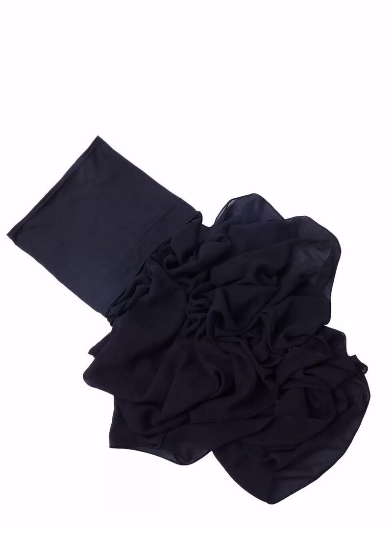 Perfectory Chiffon Instant Hijab for Women Muslim Under Scarf Tube Cap, Headscarf Turban Wrap- Navy - Image 2