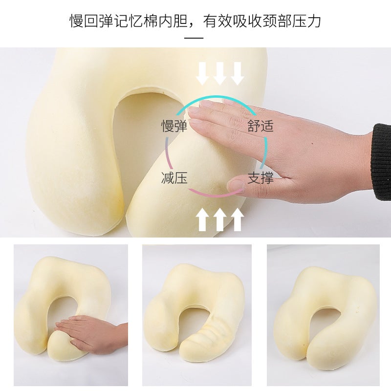 Memory Foam U-Shaped Pillow Slow Rebound Nap Neck Protection Pillow Collocable Travel Aircraft Neck Pillow Logo - Image 4