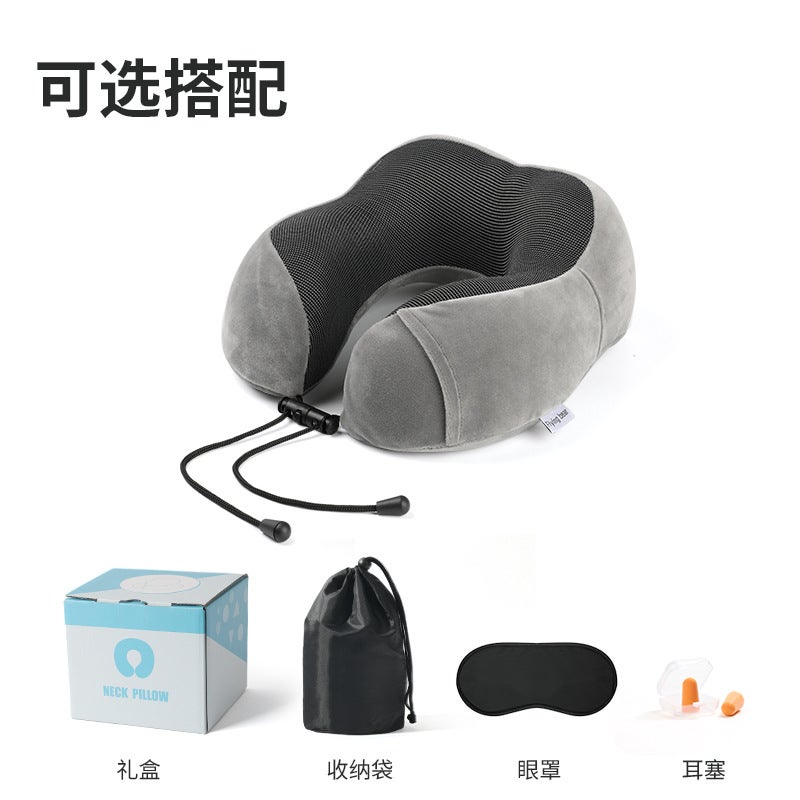 Memory Foam U-Shaped Pillow Slow Rebound Nap Neck Protection Pillow Collocable Travel Aircraft Neck Pillow Logo - Image 3