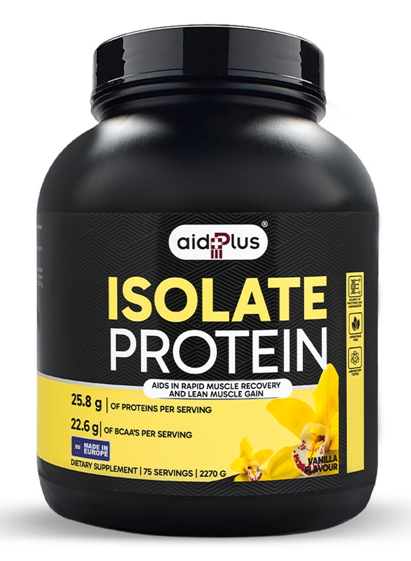 AID PLUS بروتين واي بّي آي بنكهة الفانيليا، 2270غ | 75غ بروتين لكل حصة | بروتين واي معزول لنمو العضلات والتعافي | خالي من الجلوتين واللاكتوز - Image 1