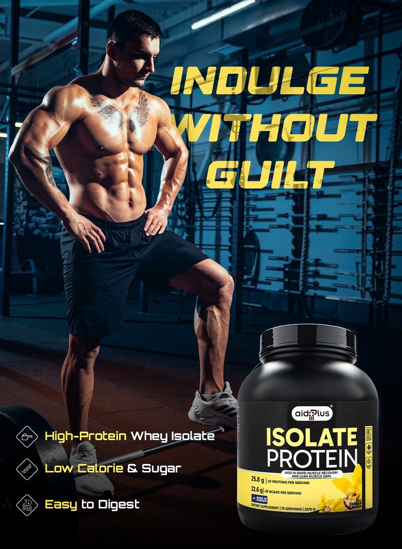 AID PLUS بروتين واي بّي آي بنكهة الفانيليا، 2270غ | 75غ بروتين لكل حصة | بروتين واي معزول لنمو العضلات والتعافي | خالي من الجلوتين واللاكتوز - Image 3