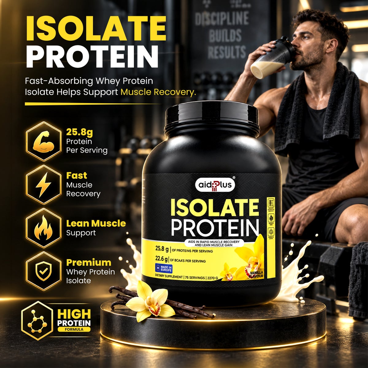 Aidplus Isolate Vanilla WPI Whey Protein 2270g