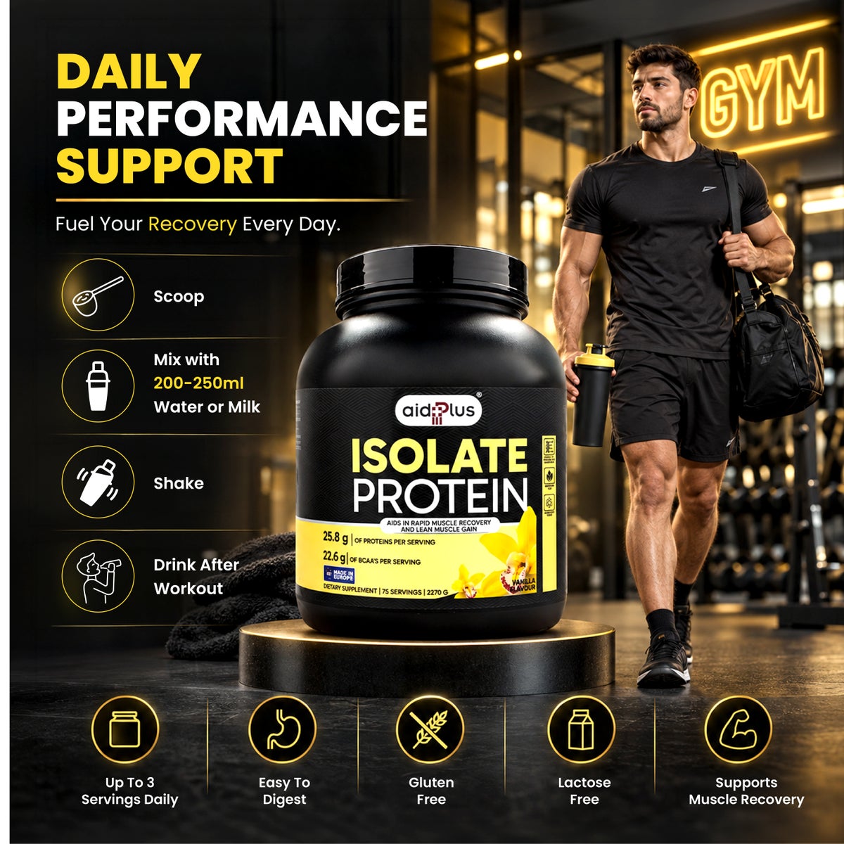 Aidplus Isolate Vanilla WPI Whey Protein 2270g