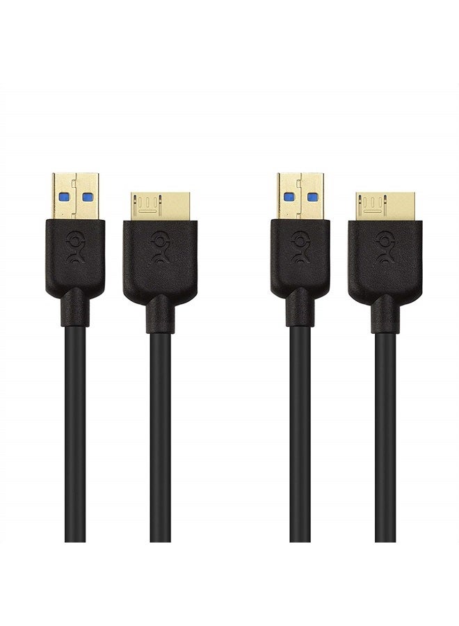Cable Matters 2-Pack Short Micro USB 3.0 Cable 3 ft (External Hard Drive Cable, USB to USB Micro B Cable) in Black - Image 1