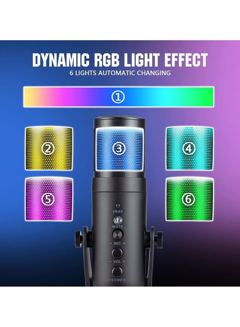 RGB USB Gaming/Podcasts Computer/Laptop Microphone, Condenser Desktop Singing PC Mic, Dynamic Heart-Shaped Directional Mics for Voice/PS4/PS5/Mac/YouTube/Twitch/Discord/Streaming/Live/Media/Recording - Image 2