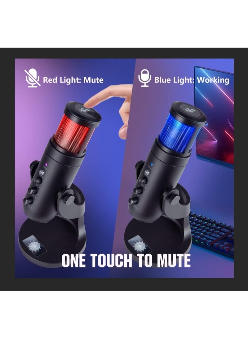 RGB USB Gaming/Podcasts Computer/Laptop Microphone, Condenser Desktop Singing PC Mic, Dynamic Heart-Shaped Directional Mics for Voice/PS4/PS5/Mac/YouTube/Twitch/Discord/Streaming/Live/Media/Recording - Image 3