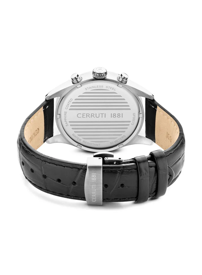 CERRUTI 1881 Cavareno 51mm Multifunction Men's Watch with Black Crocodile Leather Strap