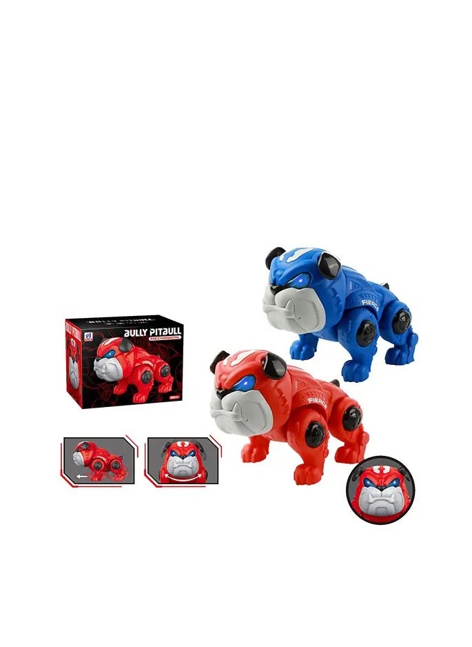 Rally - Pitbull Robot Dog Toy with Light and Sound Effects - Blue Size 20x16x14 cm - Image 1