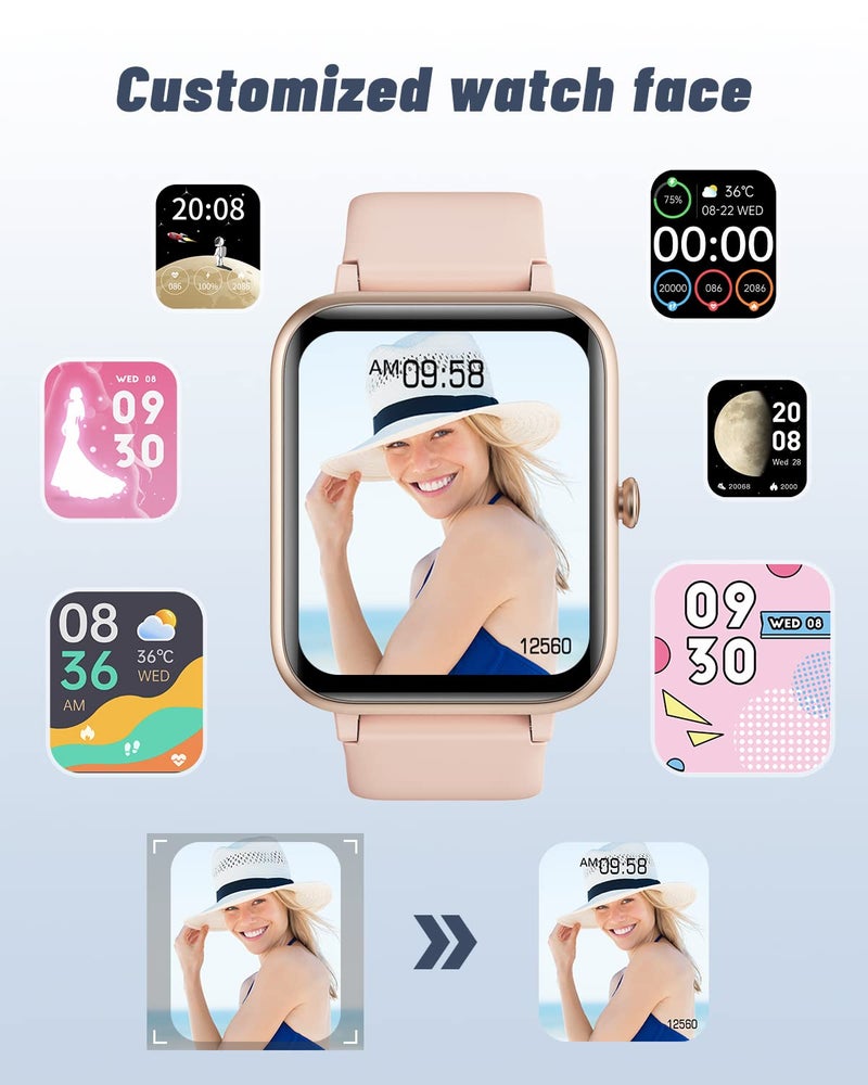 GRV Smart Watch for iOS and Android Phones (Answer/Make Calls), Watches for Women IP68 Waterproof Smartwatch Fitness Tracker Watch with Heart Rate/Sleep Monitor Steps Calories Counter (Pink) - Image 2