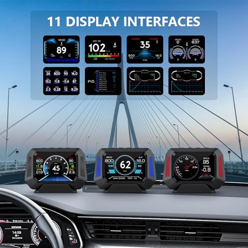 AZIJYV Obd2 Gauge Display P21, Heads Up Display for Cars, Displaying Multiple Functions, Speedometer, Slope Meter, Digital Speedometer for car Suitable for After 2009 - Image 2