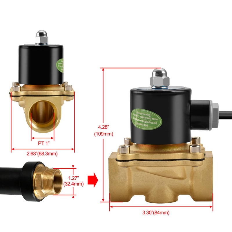 Heschen Brass Electric Solenoid Valve, 2W-250-25J, PT1'', AC220V, Direct Acting Water, Normally Closed Replacement Valve - Image 2