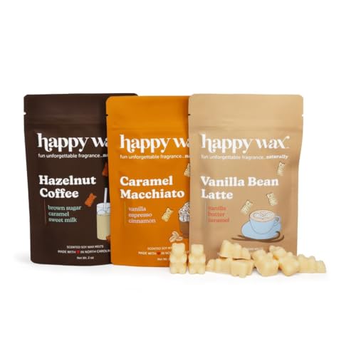 Happy Wax Coffee Mix Collection Scented Natural Soy Wax Melts – 6 Total Oz. of Scented Wax Melts, Collection Includes Hazelnut Coffee, Vanilla Bean Latte and Caramel Macchiato - Image 1