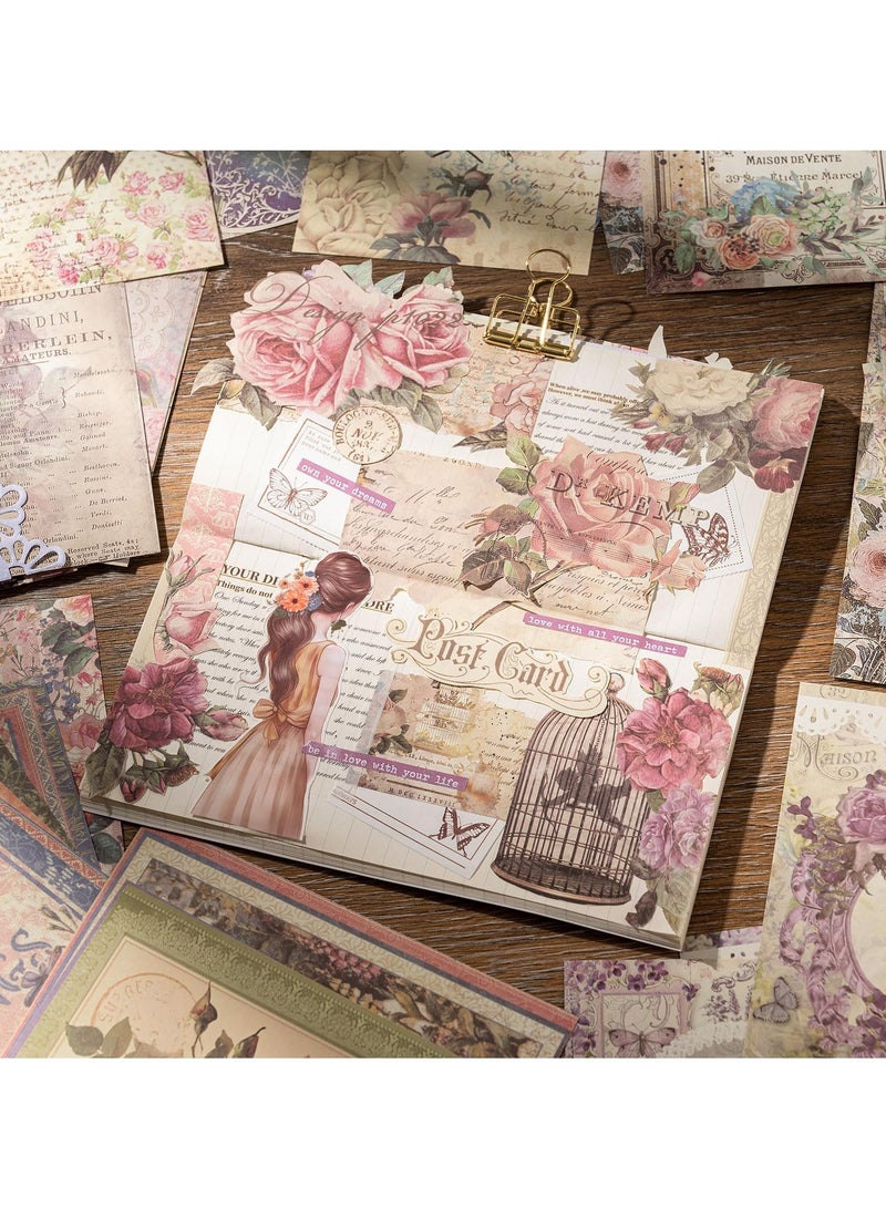 SYOSI 144 Pcs Vintage Scrapbook Paper for Scrapbooking, Aesthetic Scrapbook Paper Art Journaling Kit for Bullet Journals, Vintage Journaling Background Decorative Paper, Art Crafts DIY - Image 2