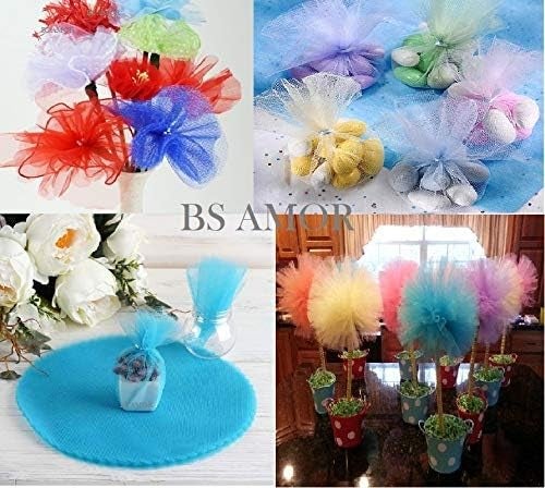 VRCT Net Fabric Tulle for Gift Wrapping Multicolored, Trousseau Packing, Party Hall Decoration, Bouquet, Car, Christmas, Birthday Decoration Length 5 Meter Pack of 1 (Blue) - Image 3