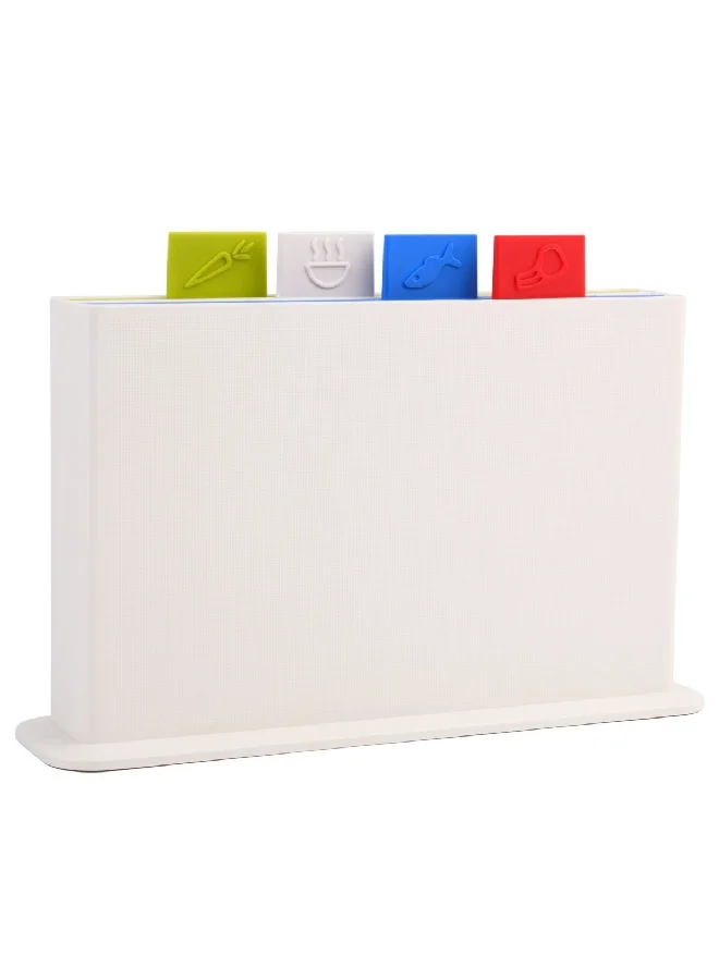 PARFAIT 4-Piece Rectangular Kitchen Cutting Board with Stand Multicolour 24 x 9 x 34 cm HS-1221OC-W