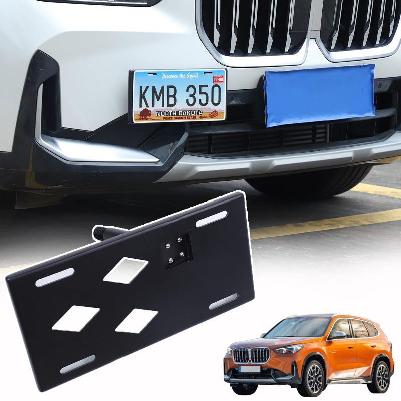 Sekhyna Front Bumper Tow Hook License Plate Frame Bracket Compatible with BMW X1 U11 20232026No Drill Tow Bumper Tow Hole Hook License Plate Mount Adapter Relocation Kit Accessories Only for BMW X1 U11 - Image 2