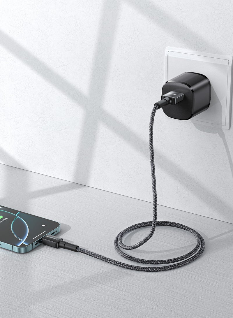 موجماكس سلك شاحن ايفون اصلي ومعتمد MFI. كيبل ايفون بطول 1 متر. سلك شاحن ايفون يدعم الشحن السريع حتى 2.4A. سلك ايفون مصنوع من القماش المقاوم للقطع. سلك ايفون اصلي متوافق مع جميع أجهزة ايفون التي تعمل بمنفذ لايتنينج حتى ايفون 14 بروماكس. وصلة شاحن ايفون من موجماكس. أبيض - Image 5