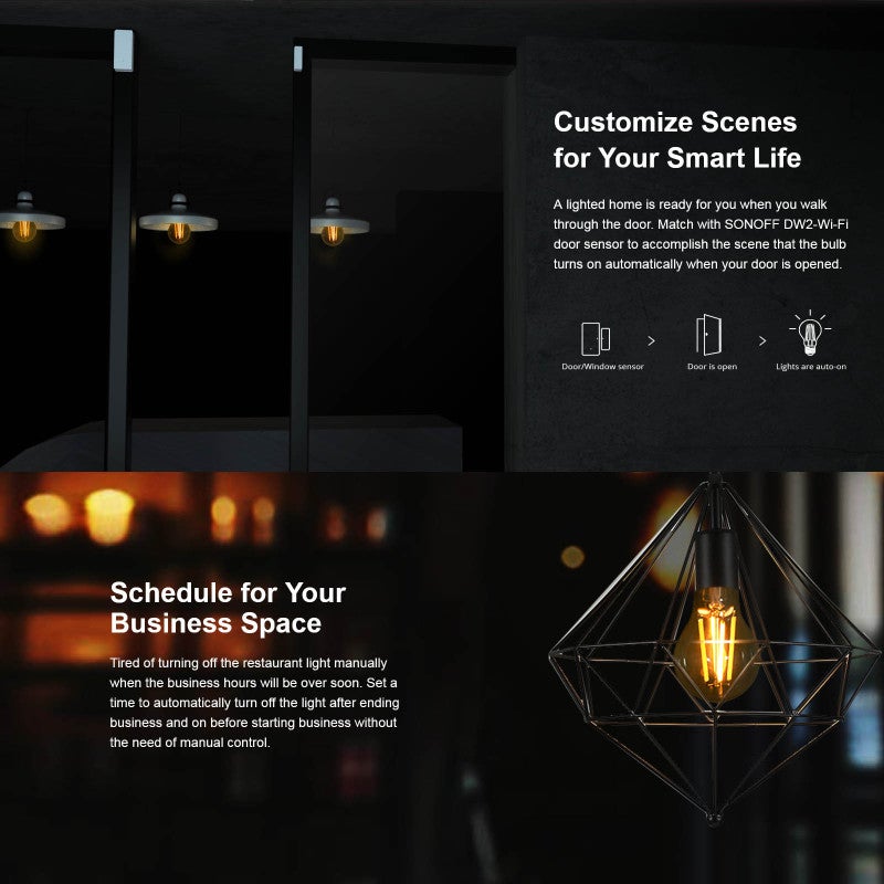 SONOFF Smart Light Bulbs E27 Dimmable Vintage LED Filament - Wi-Fi ST64 Edison Bulb 700lm Amber for Home - Image 3
