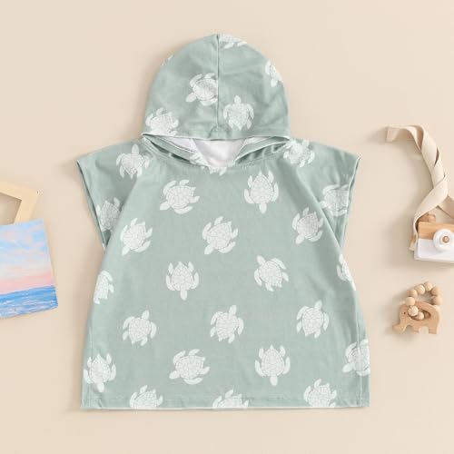 Frietlebird Toddler Baby Girl Boy Hooded Beach Towel Swim Cover Up Bath Towels Swim Poncho Swimsuit Cover Up Summer Clothes (B-Green,18-24 Months) - Image 2
