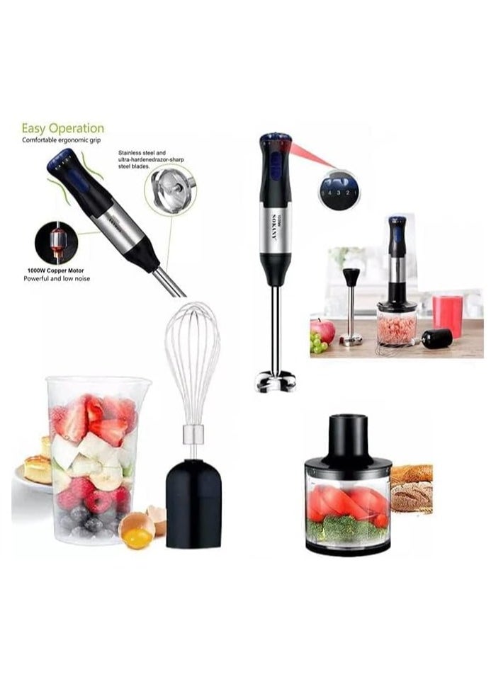 sokany - Sokany SK 1711 4 4-in-1 Hand Blender, Food Processor, Egg, 1000 Watt,  Multi-Colour, 1000 Watt, - Image 1