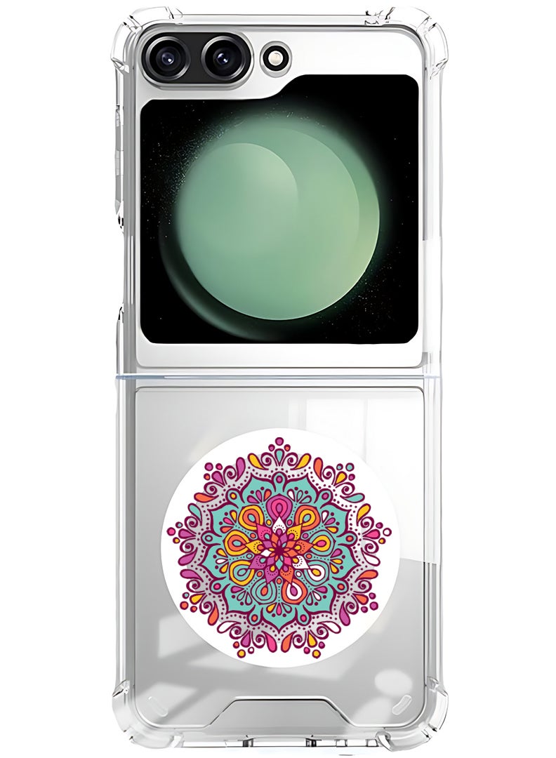 Theodor Magnetic Case for Samsung Galaxy Z Flip 5 Compatible with MagSafe Wireless Charging, Shockproof Phone Bumper Cover Mandala colourful - Image 1