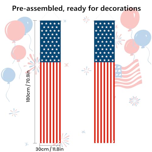 Labrostar Patriotic Decorations - 4th of July Decorations Outdoor Hanging American Flag Banners Porch Sign for Veterans Memorial Labor Presidents Flag Election Day - Image 5