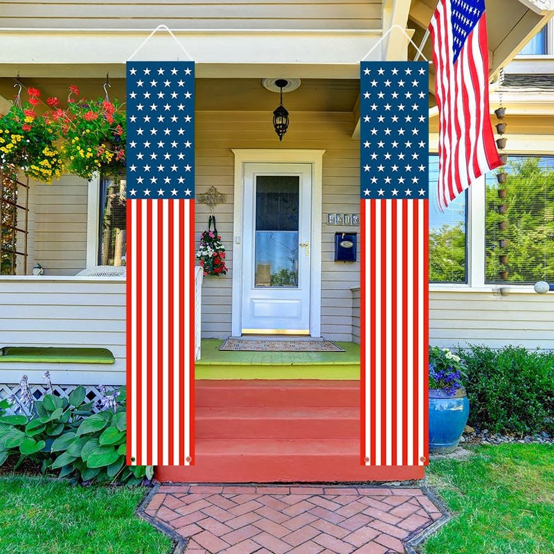 Labrostar Patriotic Decorations - 4th of July Decorations Outdoor Hanging American Flag Banners Porch Sign for Veterans Memorial Labor Presidents Flag Election Day - Image 2