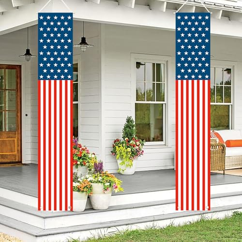 Labrostar Patriotic Decorations - 4th of July Decorations Outdoor Hanging American Flag Banners Porch Sign for Veterans Memorial Labor Presidents Flag Election Day - Image 1