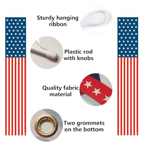 Labrostar Patriotic Decorations - 4th of July Decorations Outdoor Hanging American Flag Banners Porch Sign for Veterans Memorial Labor Presidents Flag Election Day - Image 4