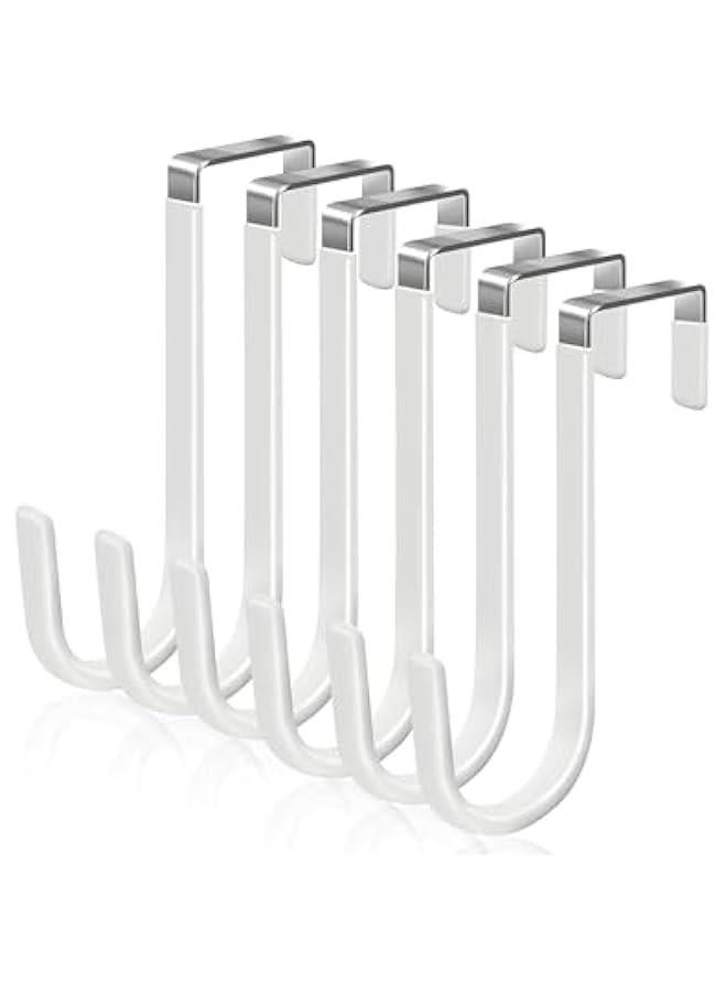 HOOKOR 6 Pack Over The Door Hooks, Hangers Hooks with Rubber Prevent Scratches, Heavy Duty Organizer for Living Room, Bathroom, Bedroom, Kitchen Hanging Clothes, Towels, Hats, Coats - Image 1