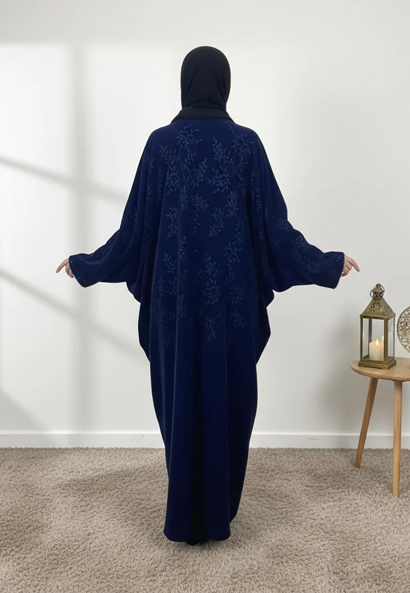 NUKHBAA  Blue velvet abaya-837 for Women | Best Price UAE