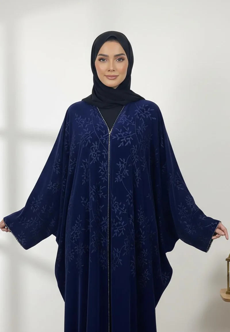 النخبة Blue velvet abaya-837
