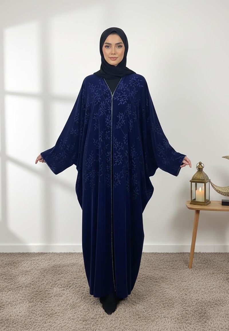 NUKHBAA Blue velvet abaya-837 - Image 1
