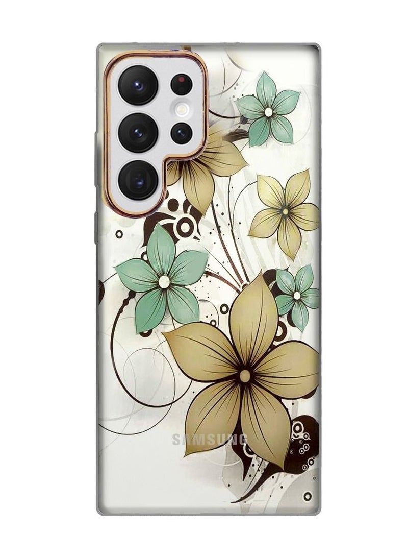 JOWAY Samsung Galaxy S22 Ultra Floral Clear Case Ultra Slim Shockproof Flower Print Transparent Cover Design 5 - Image 1