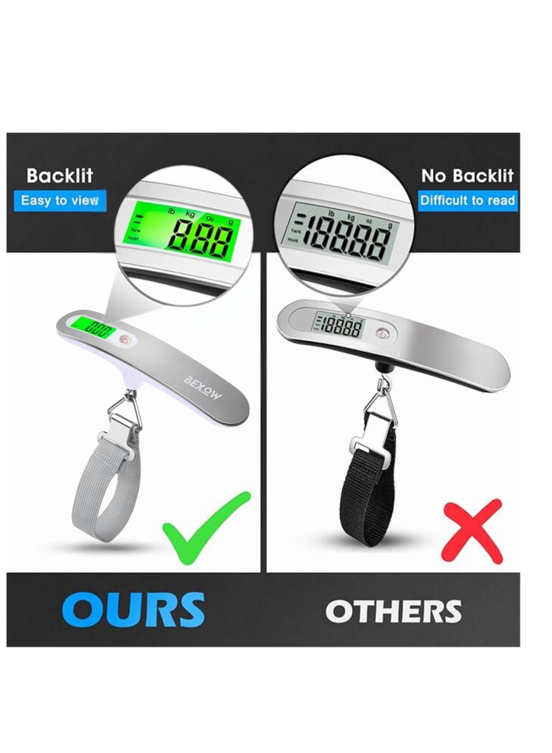 BEXOW Digital Luggage Scale, Portable Handheld Scale with LCD Display, 50kg/110lb Capacity for Travel, Baggage Weighing - Image 4