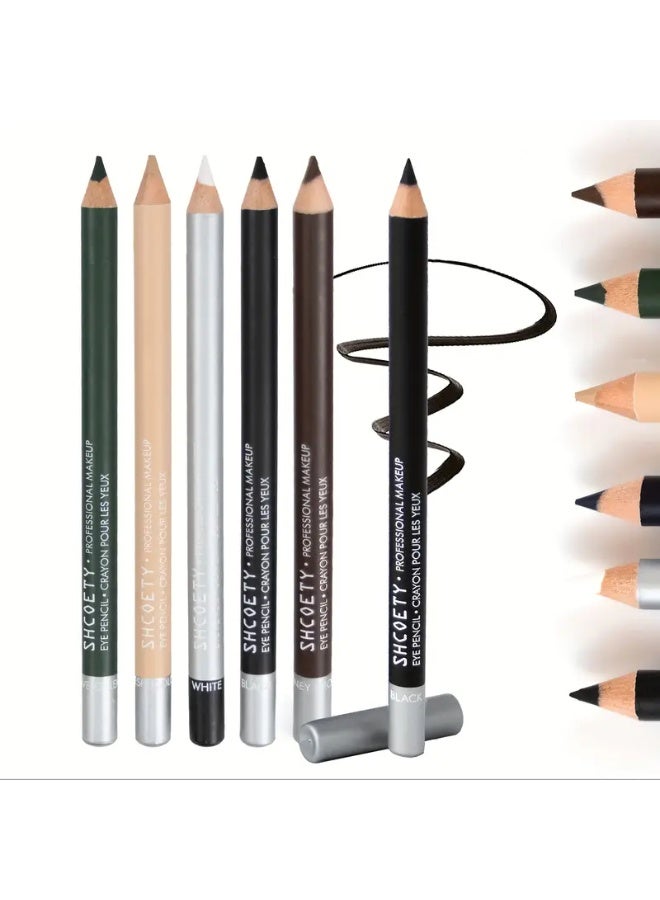 SHCOETY 6 قطع كحل طبيعي مقاوم للماء، يدوم طويلاً ومقاوم للعرق وصعب الإزالة، قلم دودة الحرير للنوم - Image 4