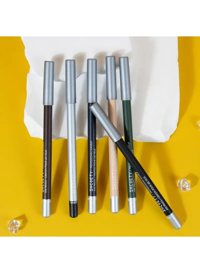 SHCOETY 6 قطع كحل طبيعي مقاوم للماء، يدوم طويلاً ومقاوم للعرق وصعب الإزالة، قلم دودة الحرير للنوم - Image 5