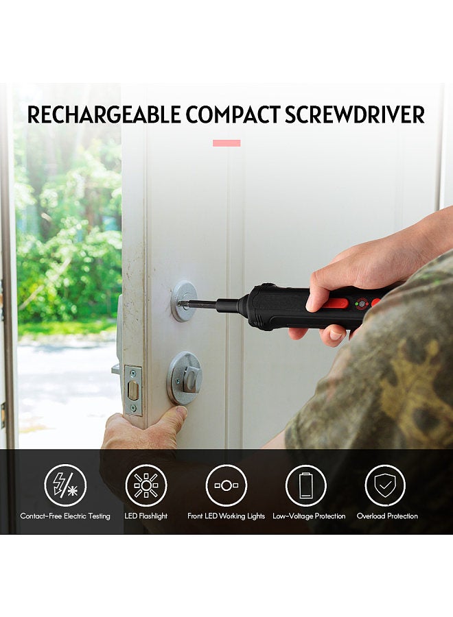 4V Cordless Electric Screwdriver Kit Handheld Mini Screwdrivers 1500mAh Contact-Free Electric Testing Dual LED Working Lights Rear Flashlight 19 Pieces Screwdriver Bits  - Image 4